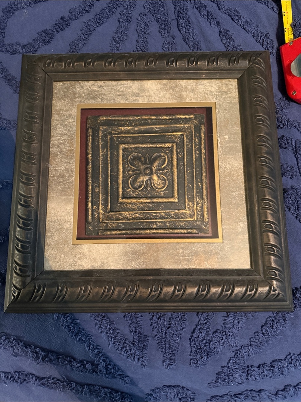 Antique-Style Framed Wall Accent in Black and Gold